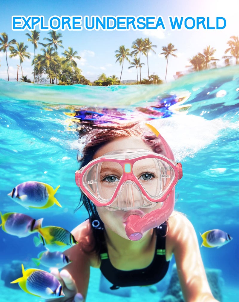 Gintenco Kids Snorkel Set, Diving Mask for Children as Unisex Kids Swimming Goggles, Anti-Fog Diving Mask and Dry Top Snorkel Combo Set for Junior and Youth - Image 2
